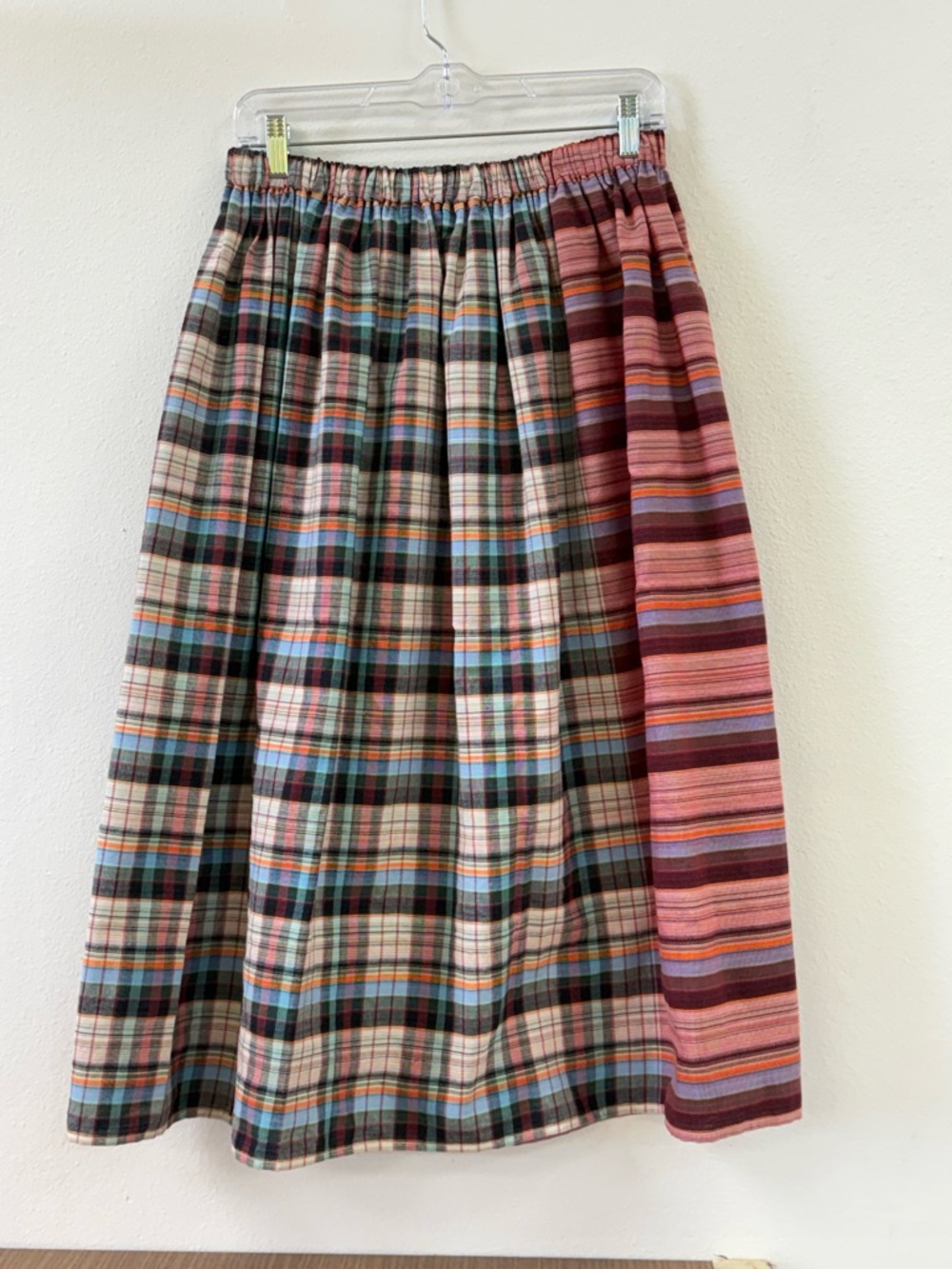 Mixed Plaid & Stripe A-Line or full Maxi Skirt in Multi-Color NWOT
